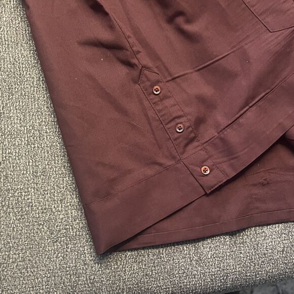 Sobrino Red Shirt XL Button Up Short Sleeve Dress Poly Cotton Four Pocket Cuban - Picture 3 of 13